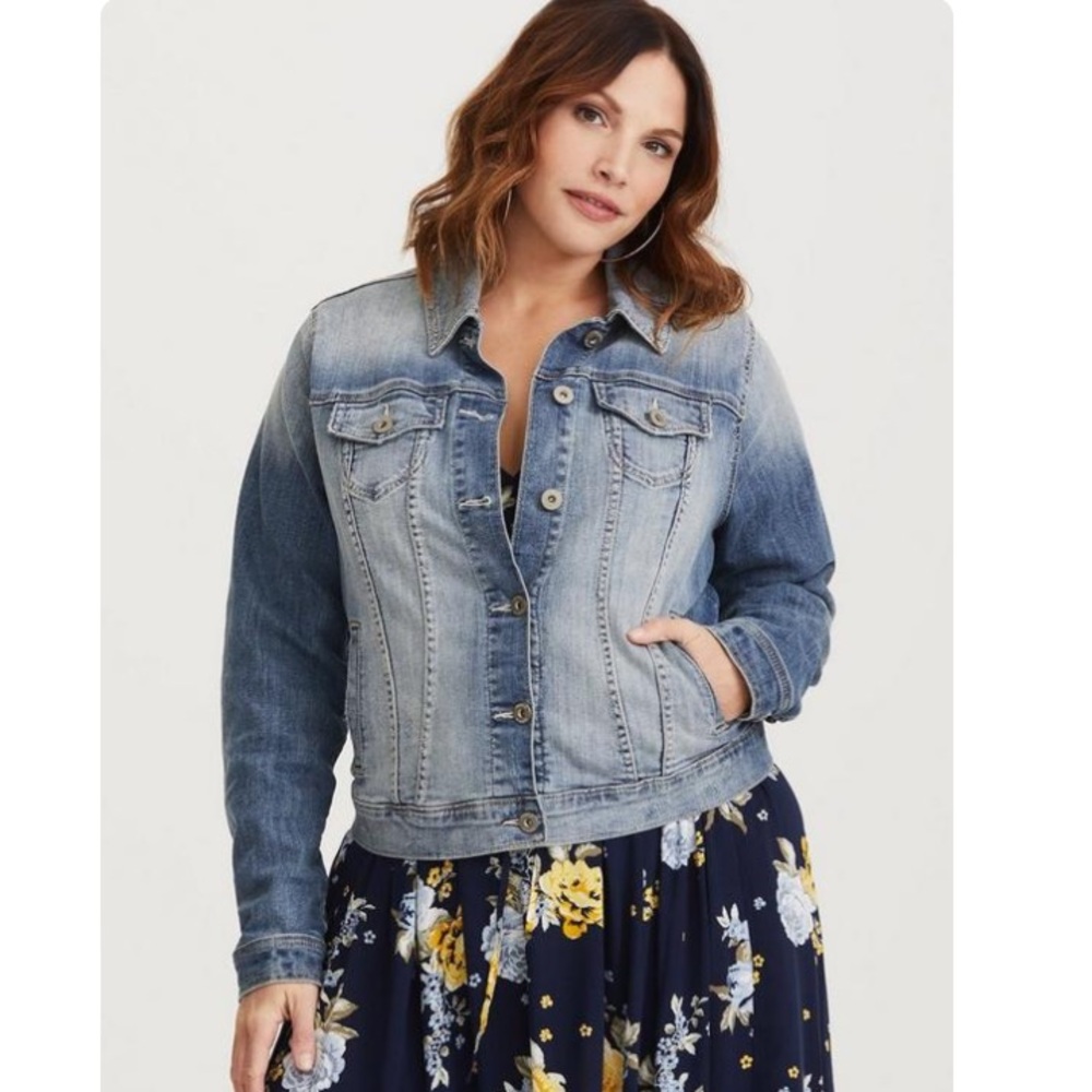 Torrid Distressed Jean Jacket - Picture 2 of 8